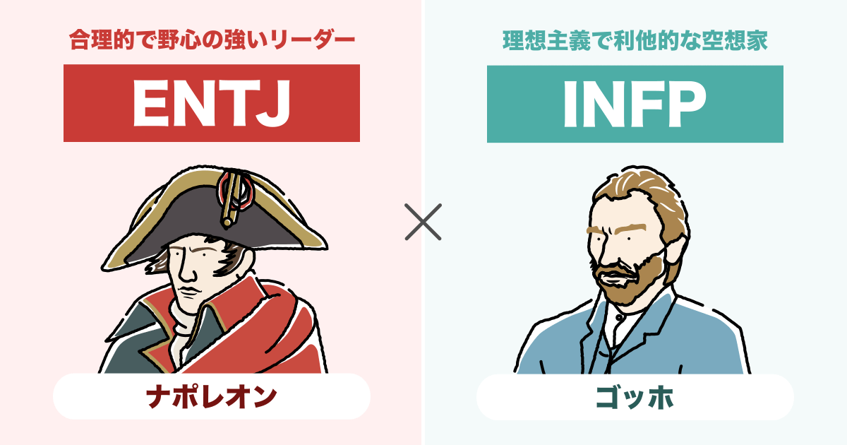 ENTJ(指揮官)とINFP(仲介者)の相性まとめ - 恋愛、仕事、友達、親子、兄弟の相性を解説します